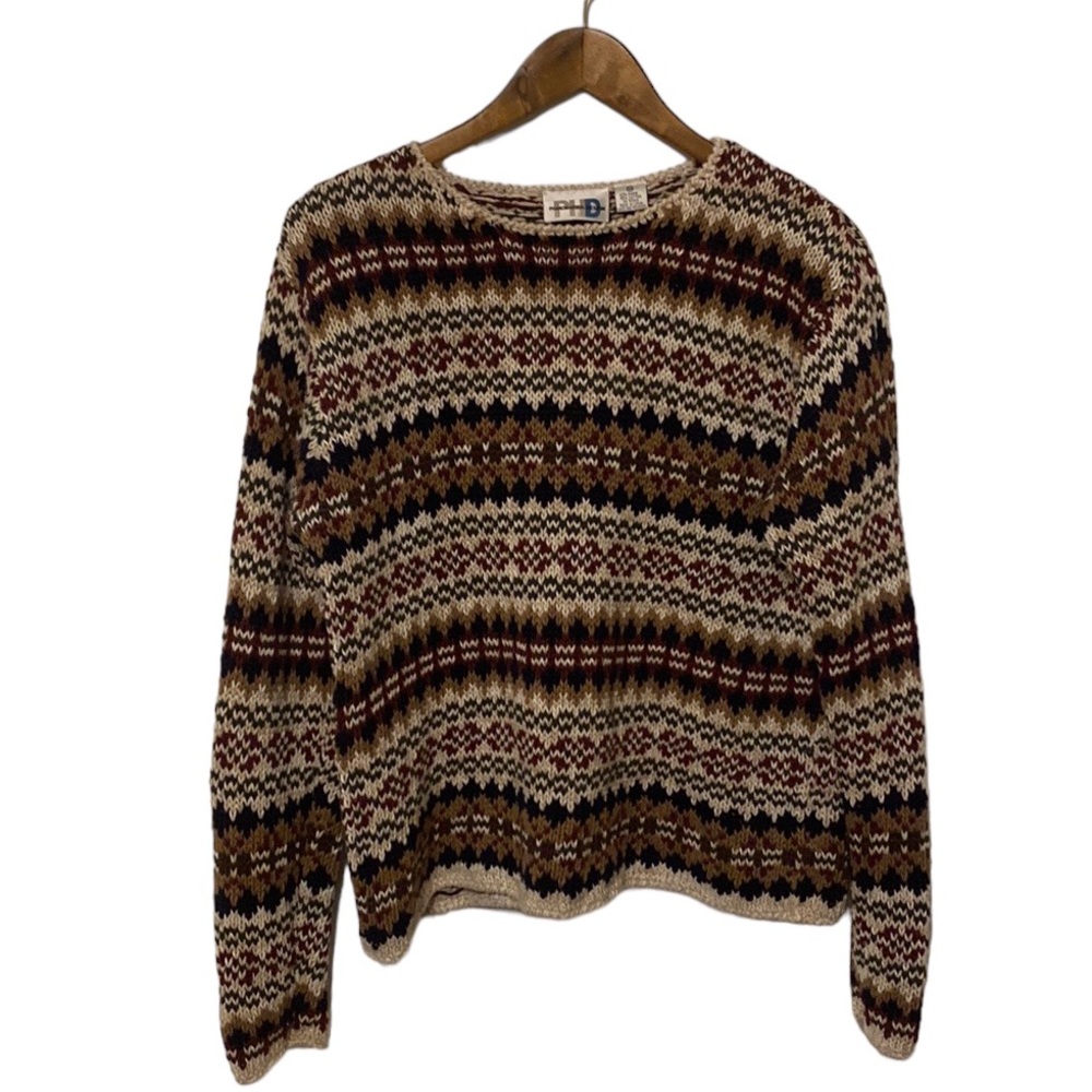 Vintage Fair Isle Crewneck Sweater - Brown/Multi